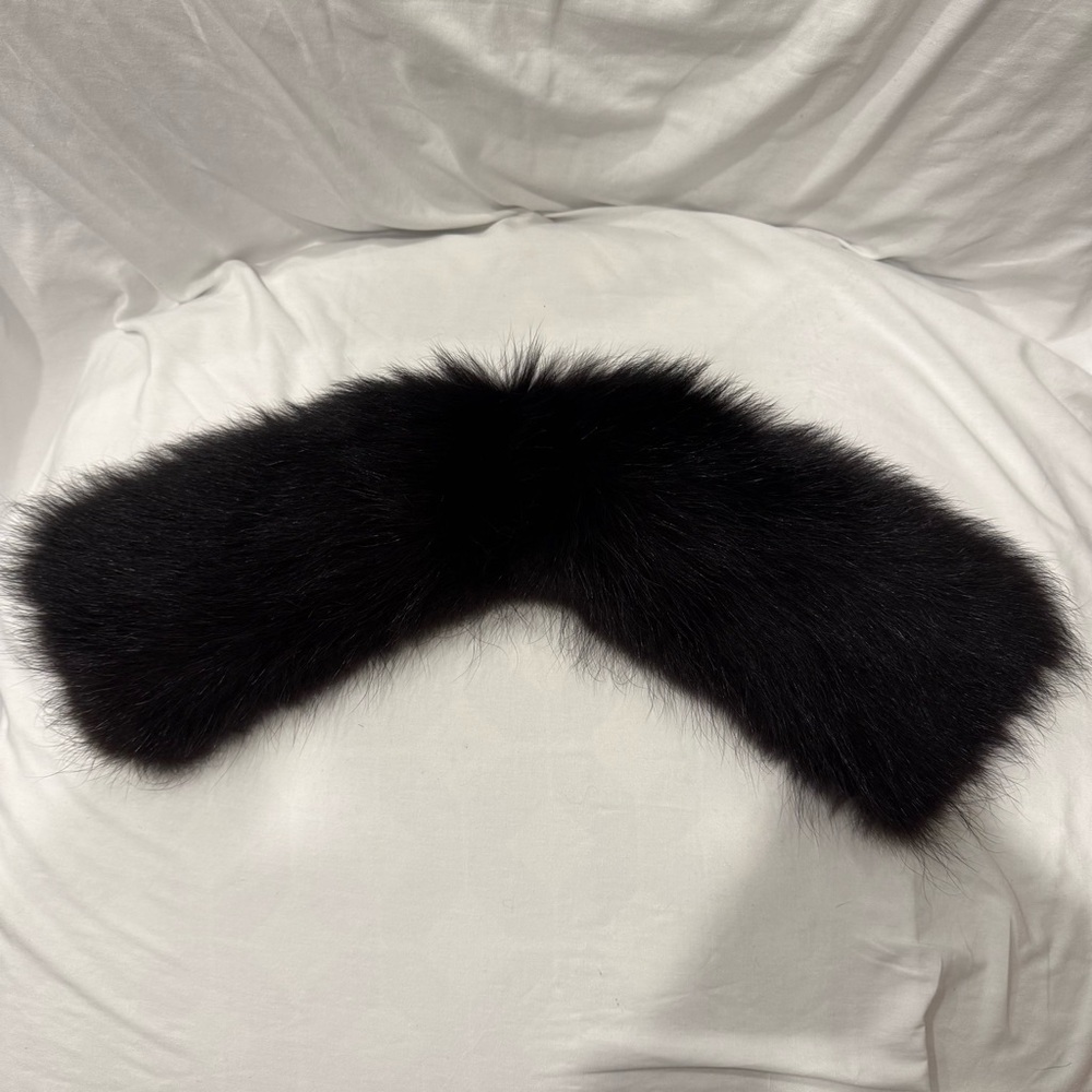 Vintage Real Fur Black Detachable Hood Trim Parka Collar‎